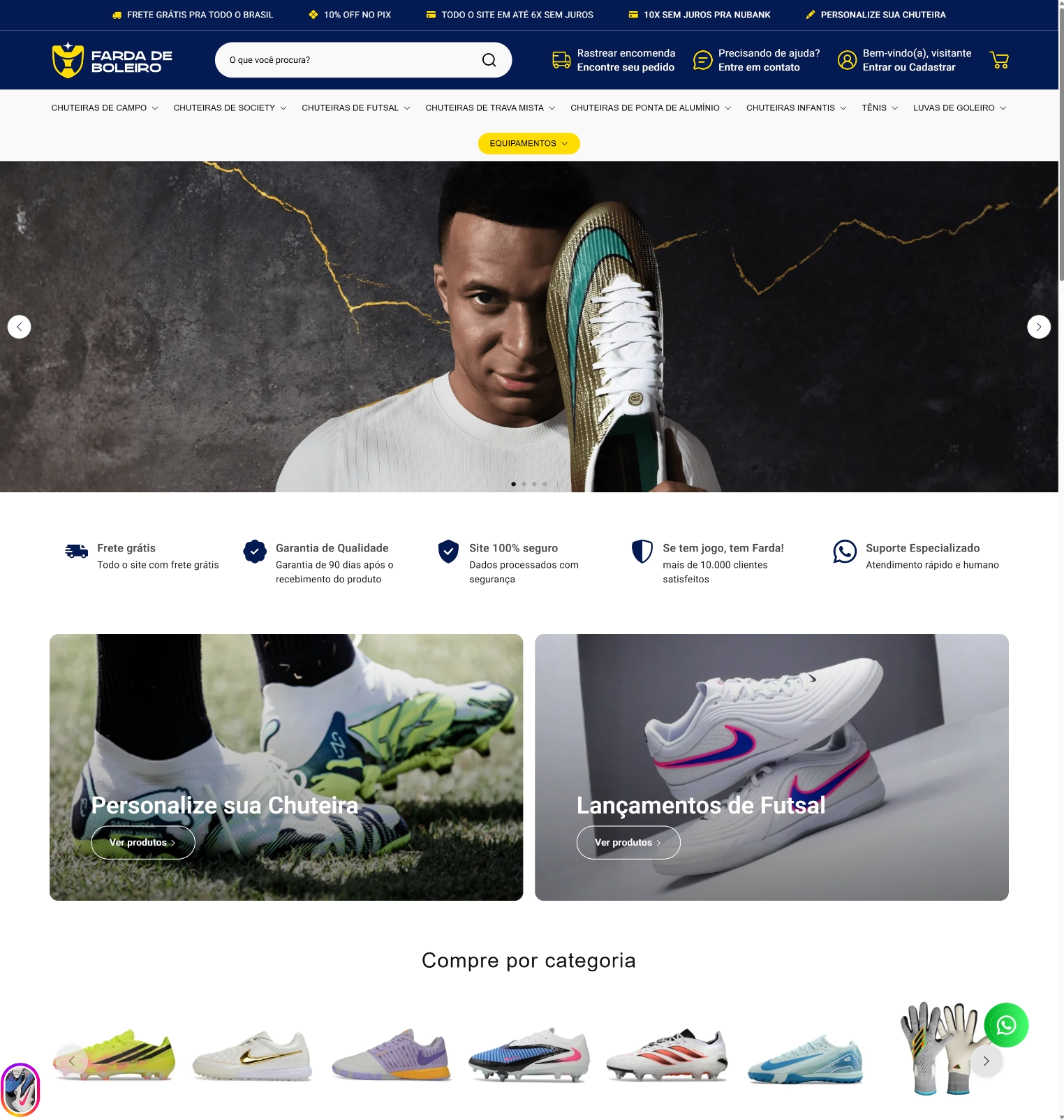 Layout de loja de calçados esportivos no computador