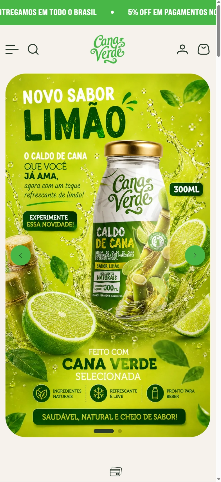 Layout de loja de bebidas com campanha de limão no celular